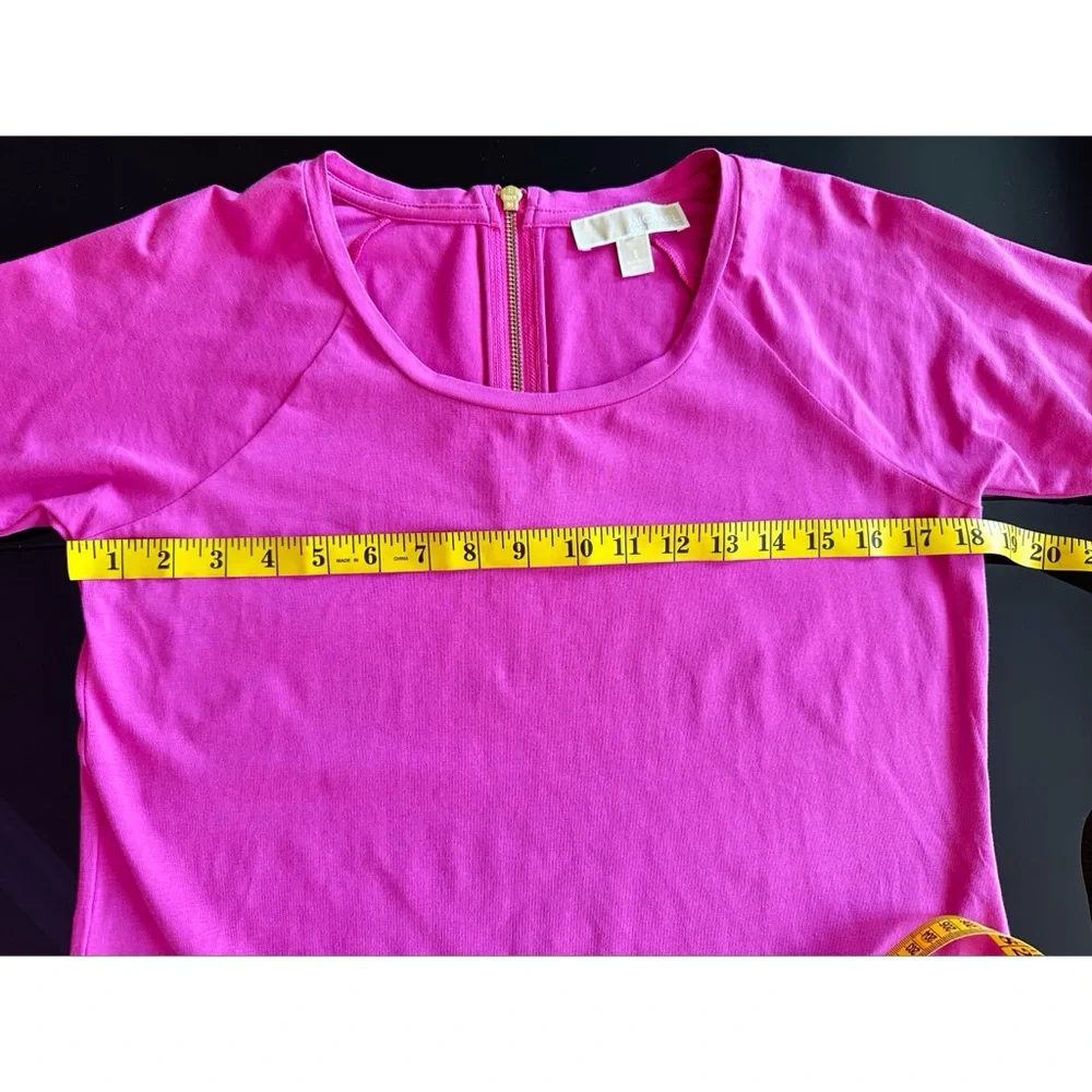 Michael Kors Hot Pink Mini Shift Dress With Gold Logo, S